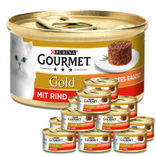 Purina Gourmet Gold Raffiniertes Ragout Rind Katzenfutter nass 12x85G 