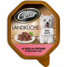 Cesar Landküche mit Kalb und Truthahn in Sauce Hundefutter nass 150 g 