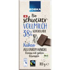 EDEKA Bio Schweizer Milchschokolade Fairtrade 100G 