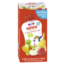 Hipp Bio Hippis Erdbeere-Banane in Apfel Vorteilspack 4x 100 g 