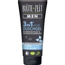 Blüte-Zeit Men 3in1 Sport Duschgel mit Bio-Birkenextrakt & Bio-Wacholderbeere mit Gletscherwasser 200ML 