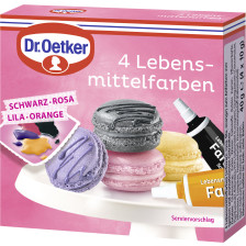 Dr.Oetker 4 Lebensmittelfarben schwarz -rosa - lila - orange 40G 
