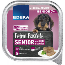 EDEKA Feine Pastete Senior mit Huhn & Gemüse Hundefutter nass 150G 