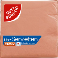 Gut & Günstig Servietten peach apricot uni 3-lagig 33x33cm 30ST 