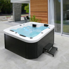 Home Deluxe Outdoor-Whirlpool WHITE MARBLE inkl. Treppe und Thermoabdeckung 