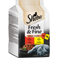 Sheba Fresh & Fine in Sauce mit Rind und Huhn 6x 50G 