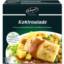 Wingert Foods Kohlroulade in Sauce mit Kartoffelwürfel und Möhren und Erbsen 480G 