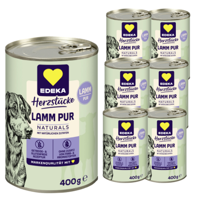 EDEKA Herzstücke Naturals Monoprotein Lamm Hundefutter 6x400G 