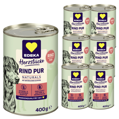 EDEKA Herzstücke Naturals Monoprotein Rind Hundefutter 6x400G 