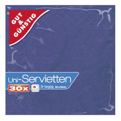 Gut & Günstig Servietten dunkelblau 3-lagig 33cm x 33cm 30ST 