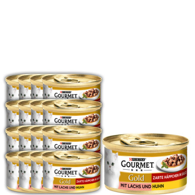 Purina Gourmet Gold Zarte Häppchen mit Lachs und Huhn 12x85G 
