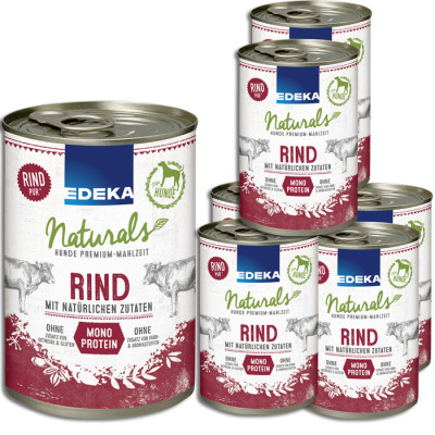 EDEKA Naturals Monoprotein Rind Hundefutter 6x400G 