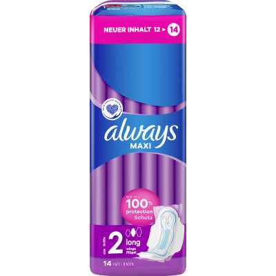 Always Maxi Long mit Flügeln Damenbinden 14ST 