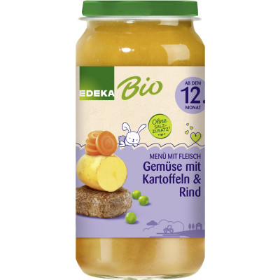 EDEKA Bio Gemüse mit Kartoffeln & Rind ab dem 12.Monat 250G 