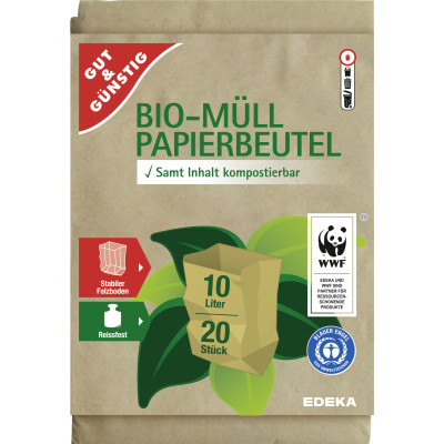 Gut & Günstig Bio-Müll Papierbeutel 10L 20ST 