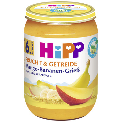 Hipp Bio Mango-Bananen-Grieß ohne Zuckerzusatz ab 6.Monat 190G 