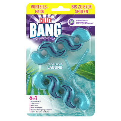 Cillit Bang 6in1 WC Duft & Farbspüler Tropische Lagune 2x35G 