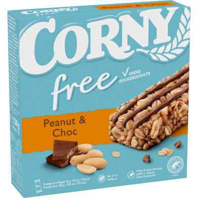 Corny Free Peanut & Choc 6ST 120G 