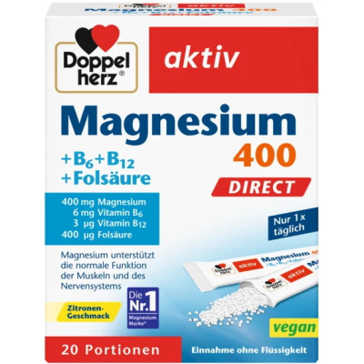 Doppelherz Magnesium+B6+B12 Direct 20 Portionen 