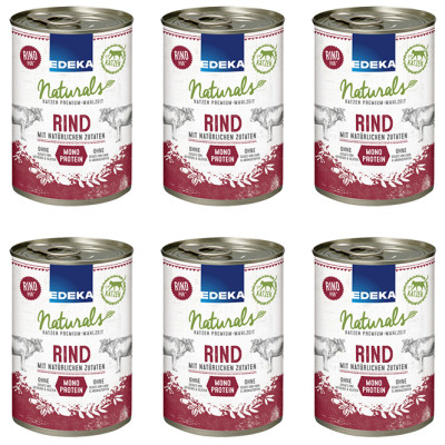 EDEKA Naturals Monoprotein Rind Katzenfutter 6x400G 