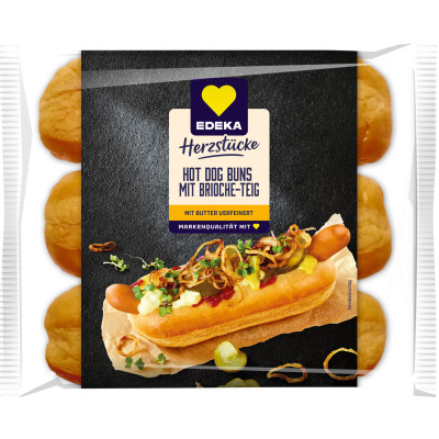 EDEKA Herzstücke Brioche Hot Dog Buns 6ST 270G 