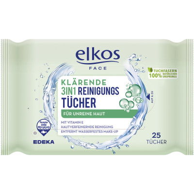Elkos Klärende 3in1 Reinigungstücher 25ST 