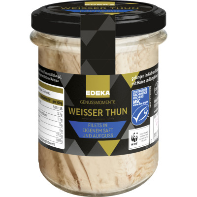 EDEKA Genussmomente Weißer Thun Filets in eigenem Saft und Aufguss 190G 