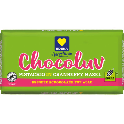 EDEKA Herzstücke Chocoluv Pistazie Cranberry Haselnuss Weiß 15G 