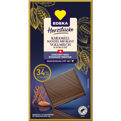 EDEKA Herzstücke Karamell Mandel-Krokant Vollmilch 100G 