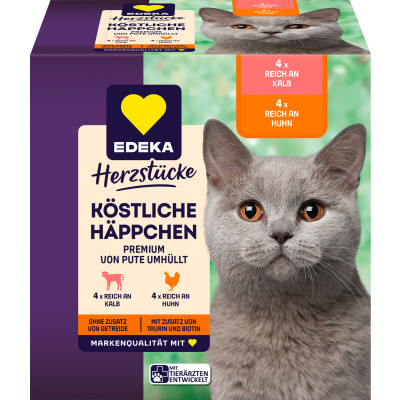 EDEKA Herzstücke Köstliche Häppchen reich an Kalb/reich an Huhn 8x 85G 