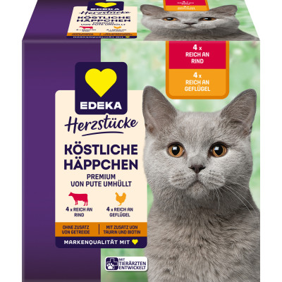EDEKA Herzstücke Köstliche Häppchen reich an Rind/reich an Geflügel 8x 85G 