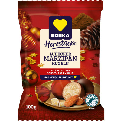 EDEKA Herzstücke Lübecker Edelmarzipan Kugeln 100G 