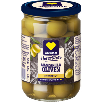 EDEKA Herzstücke Manzanilla Oliven grün entsteint 340G 