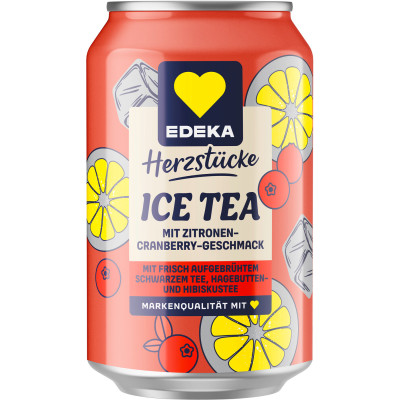 EDEKA Herzstücke Premium Eistee Zitrone-Cranberry 0,33L 