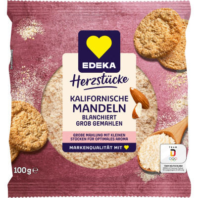 EDEKA Herzstücke Kalifornische Mandeln blanchiert, grob gemahlen 100G 