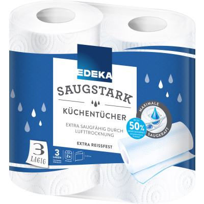 EDEKA Küchentücher extra saugfähig 3lagig 2x 70 Blatt 