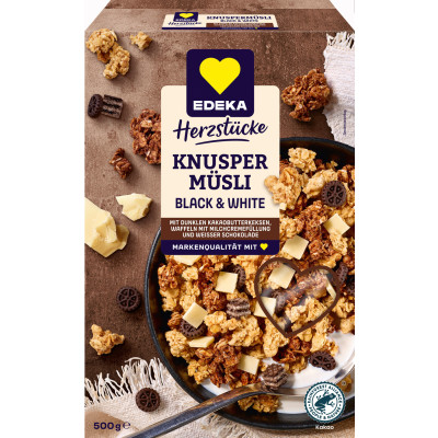 EDEKA Herzstücke Knusper Müsli Black & White 500G 