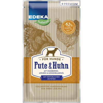 EDEKA Naturals Dog Pute und Huhn mit Cranberries,Möhren,Sonnenblumenöl 125g