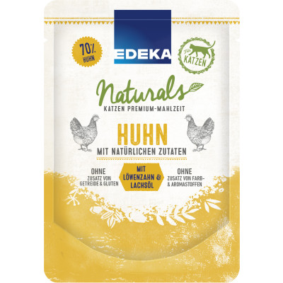 EDEKA Naturals Huhn mit Lachsöl & Löwenzahn für Katzen 85G 