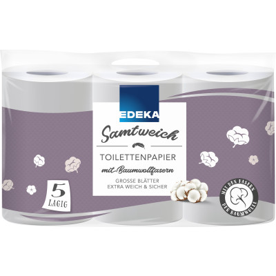 EDEKA Toilettenpapier samtweich mit Cotton 5lagig 6x130Bl 
