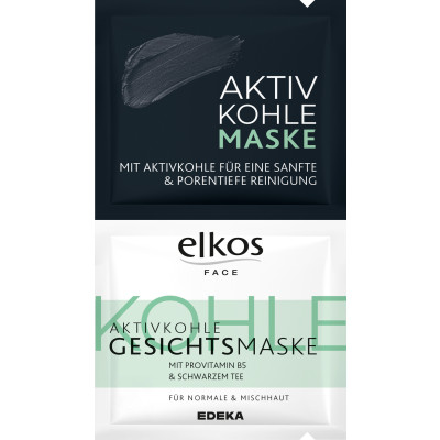 Elkos FACE Aktivkohle Gesichtsmaske 2ST 16ML 