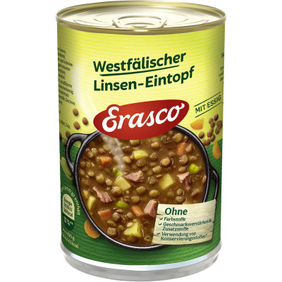 Erasco 1 Portion Westfälischer Linsen-Eintopf mit Essig 400G 