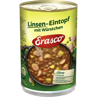Erasco Linsen-Eintopf mit Würstchen 1 Portion 400G 