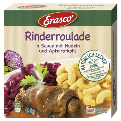 Erasco Rinderroulade in Sauce mit Nudeln & Apfelrotkohl 460G 
