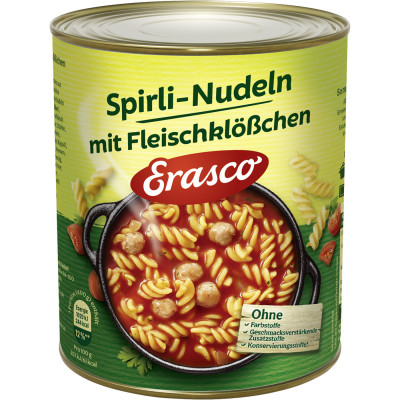 Erasco Spirli-Nudeln mit Fleischklößchen 800G 