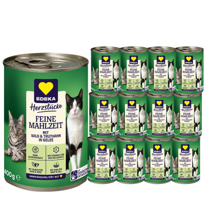 EDEKA Herzstücke Feine Mahlzeit Wild & Truthahn in Gelee 12x400g 