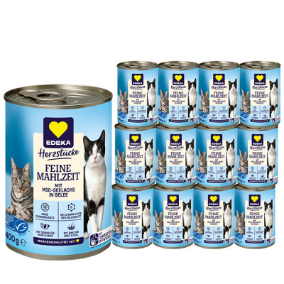 EDEKA Herzstücke Feine Mahlzeit Stückchen mit MSC Seelachs in Gelee 12x400g 
