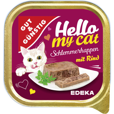 Gut & Günstig Hello My Cat Schlemmerhappen mit Rind 100G 
