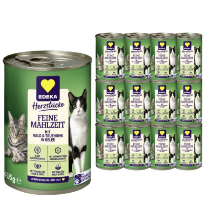 EDEKA Herzstücke Feine Mahlzeit Wild und Truthahn in Gelee 12x415G 