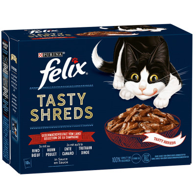 Felix Tasty Shreds Geschmacksvielfalt vom Land 10x 80G